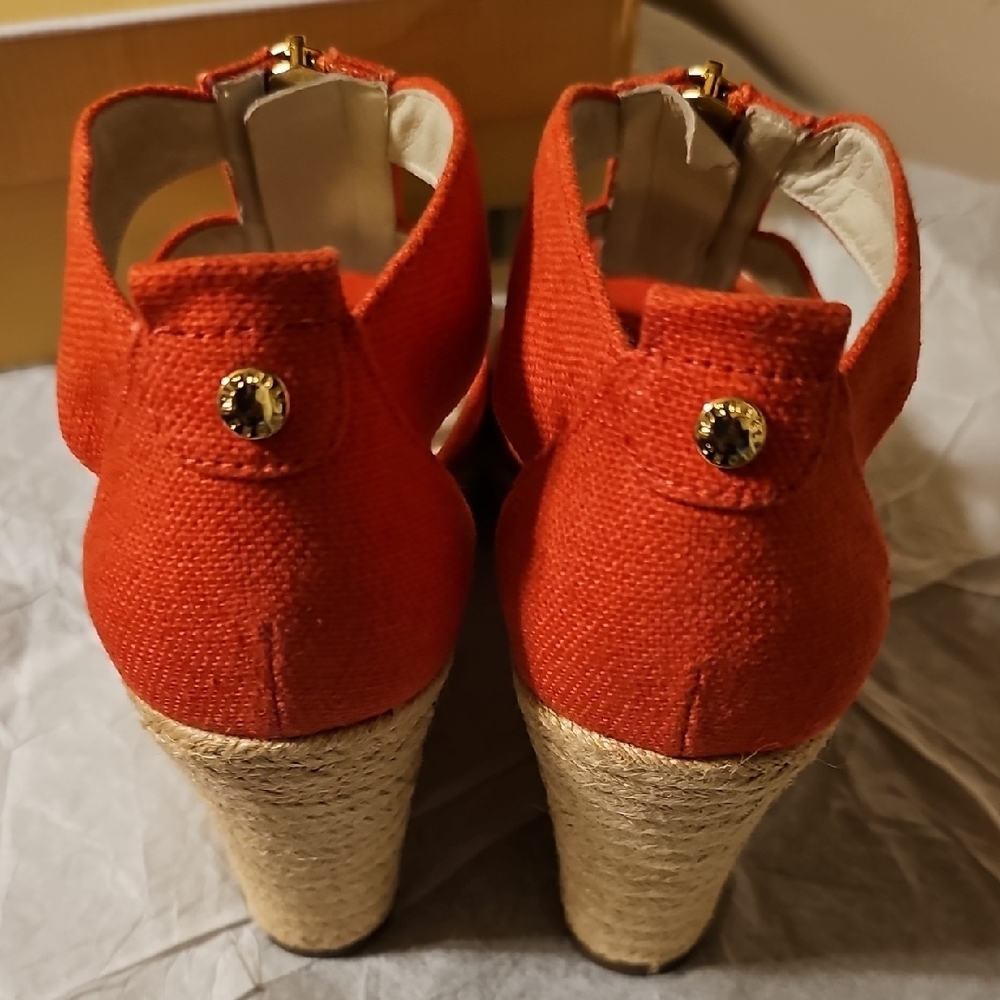 Michael Kors Watermelon Wedge Shoes with Strappy Design Size 9 - Picture 5 of 8